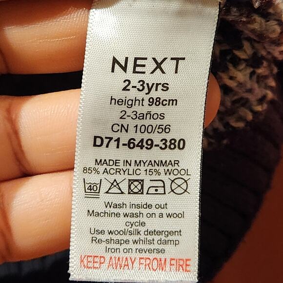 Wool Blend Toddler Boys Sz 2T Blue White Fair Isle Tight Knit Sweater By Next - Picture 5 of 7